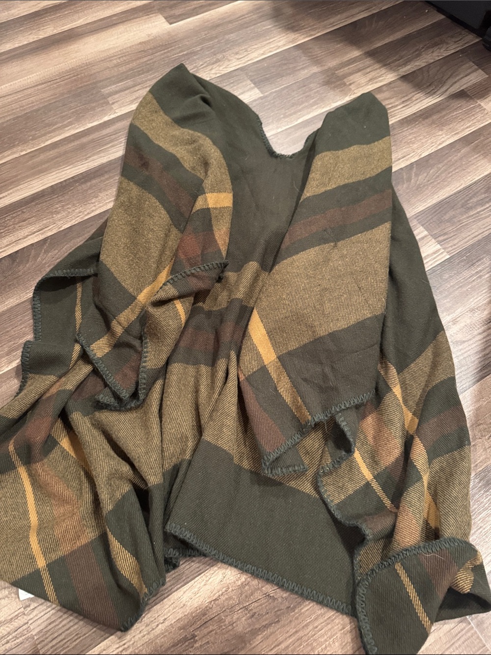 Mud Pie Olive and Brown Plaid Knit Wrap